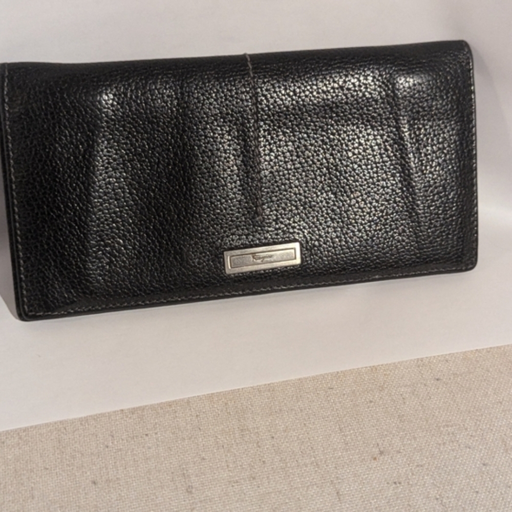 Salvatore Ferragamo Black Leather Continental Wallet